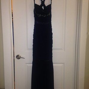 Navy, mermaid, evening gown.